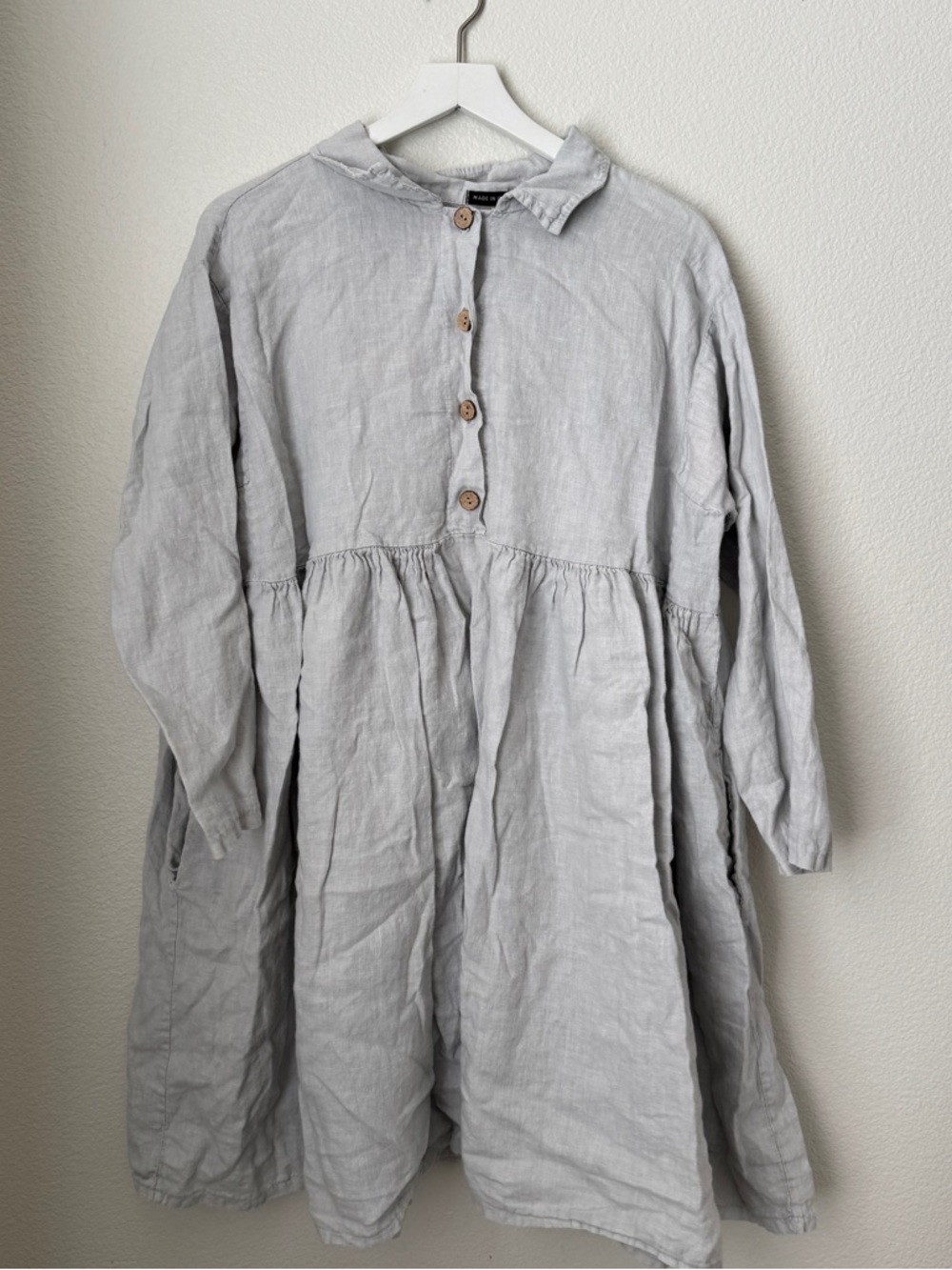 100% Linen Italian smock Dress